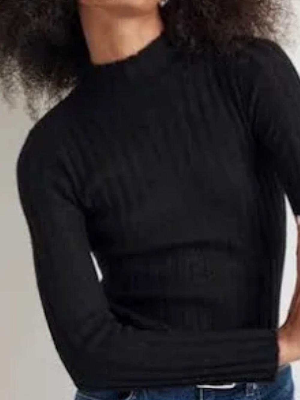 Madewell Mockneck Ribbed Pullover Sweater Black, medium, NWOT Display